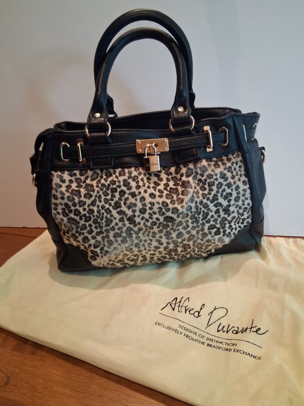 Bradford Exchange Alfred Durante Leopard Faux Fur & Leather Satchel Handbag